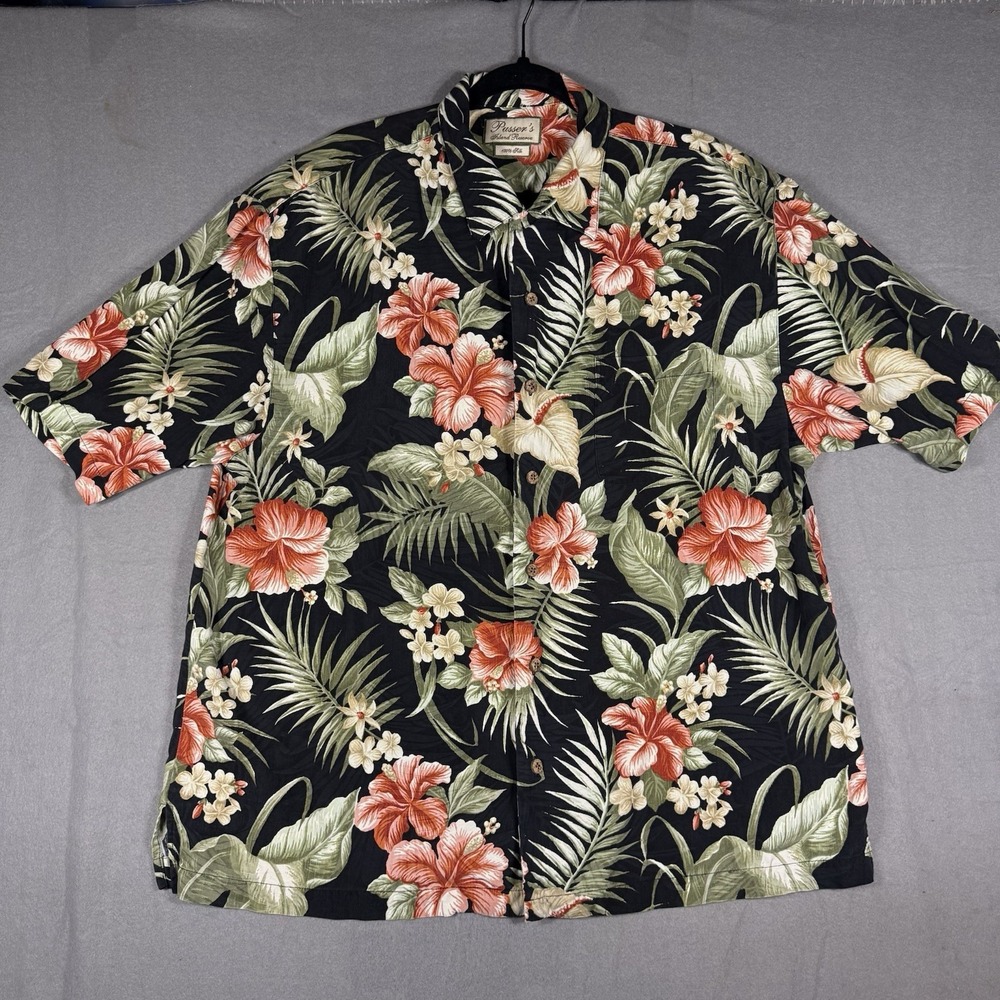 Pusser's Island Reserve Silk Hawaiian Shirt Mens L Floral Aloha Tropical Camp